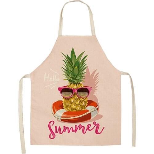 1 Pcs Cotton Linen Pineapple Pattern Kitchen Aprons for Woman Aprons Kitchen Cooking Baking Restaurant Cooking Sleeveless Aprons