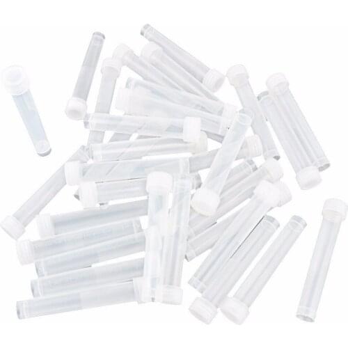 10ml Conical Bottom Plastic Vial Tube Clear White w Screw Caps 100 Pcs