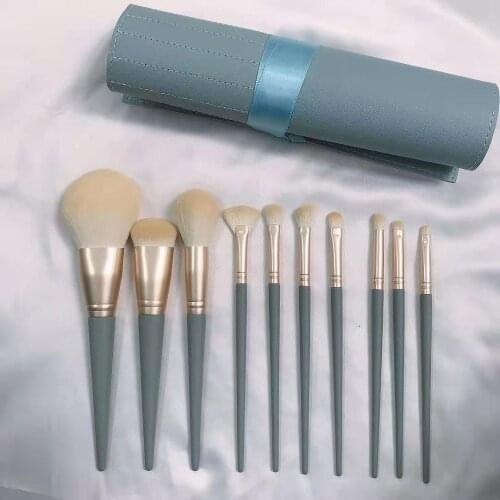 10pcs/set Brush Makeup Brushes Eyeshadow Brush Highlighter Brush Facial Brush Blue Plastic Hand Mask Brush Beauty Makeup Tools
