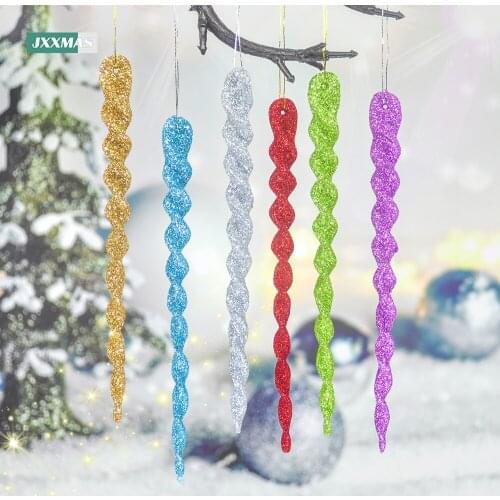12PCS Shining Simulation Ice Xmas Tree Pendant New Product Fake Icicle Props Winter Party Christmas Decorations Navidad 13cm
