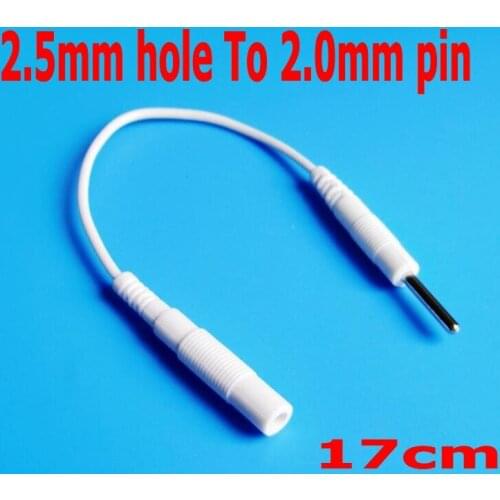 20pcs Adapter Tieline white Short TENS Electrode Wires 2.5mm Hole To 2.0mm pin free shipping