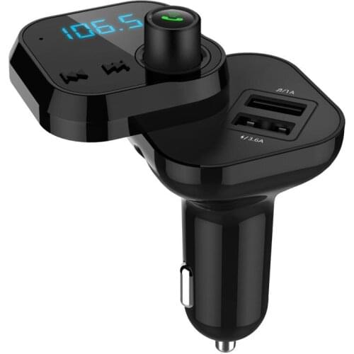 20pcs FM Transmitter Bluetooth Car Kit Handsfree AUX Audio Music Player Dual USB 3.6A Fast Charging Black and Red
