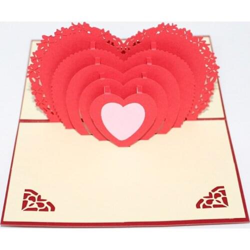 3D Laser Cut Handmade Multilayer Sweet Heart Paper Invitation Greeting Cards PostCard Valentines Day Wedding Girlfriend Gift