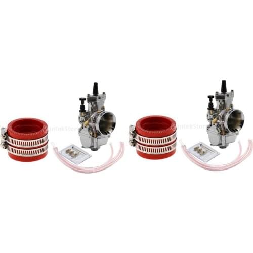 4 Set/Pcs PWK OKO KOSO 32mm Carburetor Carb & Red 32/34mm Carburetor Interface Adapter for EXC ATVs UTVs