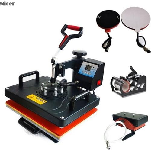 5 In 1 Combo Heat Press Machine With 100pcs Sublimation Paper 29*38CM Sublimation Printer For T-shirts/Plates/Mug/Phone Covers
