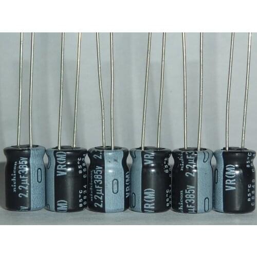 50pcs 2.2uF 385V NICHICON VR Series 8x12.5mm Miniature Sized 385V2.2uF Aluminum Electrolytic Capacitors
