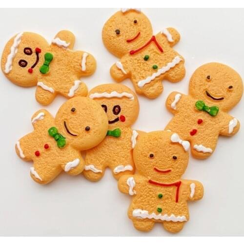 6/12Pcs Resin Lovely Christmas Biscuit Flatback Cabochon Scrapbook Kawaii DIY Embellishments Accessories G12