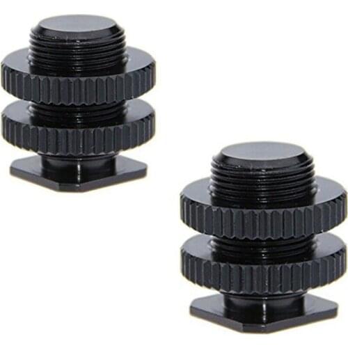 5/8-27 Male Threaded Cold Shoe Adapter To Hot Shoe For Microphone Mount.(2 pack)