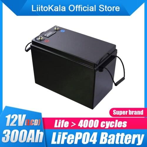 LiitoKala 12V300Ah LiFePO4 Battery Built-in BMS Power Cell RV High Cycle 12.8V300ah Golf Cart Off-Road Camper Solar Wind