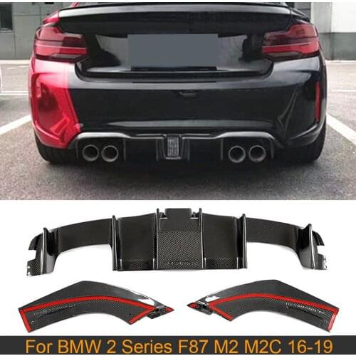 Car Rear Bumper Diffuser Lip Spoiler For BMW 2 Series F87 M2 M2C 2016-2019 Carbon Fiber Rear Bumper Diffuser Lip With LED Light