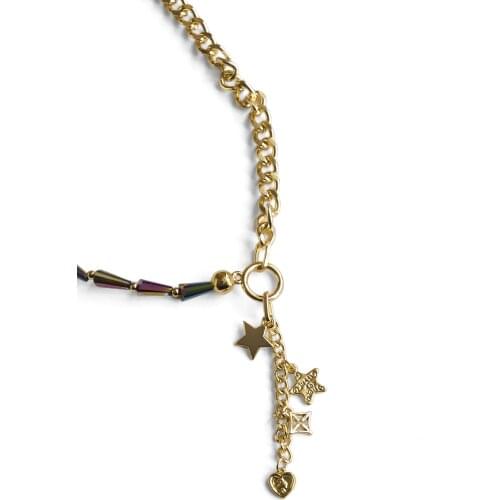 Marjin For Woman Peandants Hematite Natural Stone Star and Heart Figured Gold Colored Chain Necklace Jewelry Gift