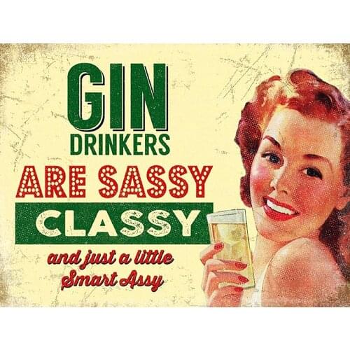 Gin Drinkers Decor Signs 8x12 Inch Metal Tin Sign