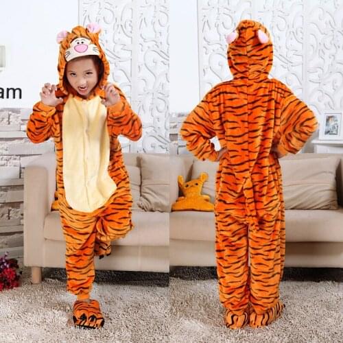 Children Flannel Tiger Pajamas Sets Boys Stitch Pajama Kigurumi Panda Animal Pijamas for 4-12 Years Girls Unicorn Pyjamas Oneise