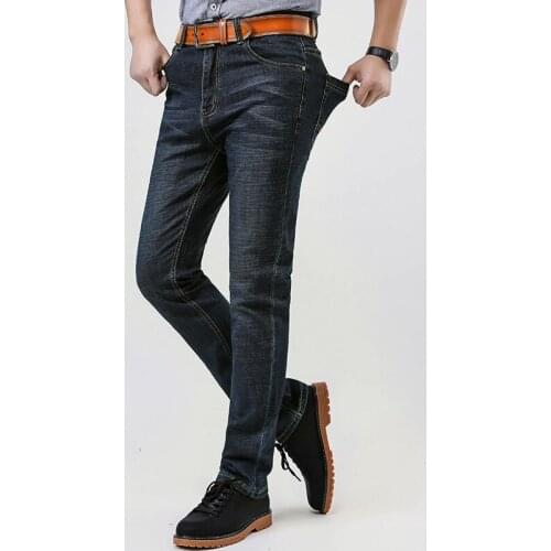 Big Size Velvet Warm Black Winter Jeans For Mens Straight Stretch Baggy Jeans Large Fat Blue Biker Jeans Denim Trousers Fashion