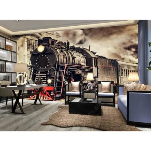 Wallpaper photo 3 d custom mural Retro nostalgic train street view home decor living room Wallpaper for walls 3d in rolls