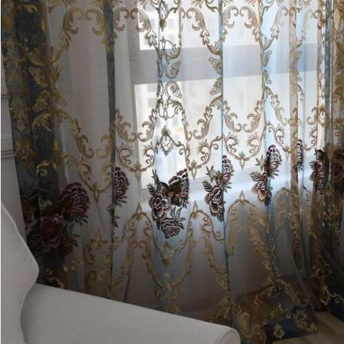 Customized high-grade European embroidery curtain, bedroom balcony float curtain, finished shade curtain fabric
