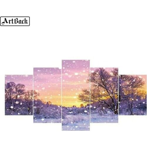 Winter snow tree 5 spell diamond painting landscape full square drill diy 5d mosaic handmade art rhinestone stickers home decor