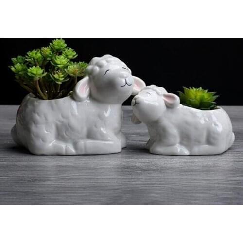 Ceramic Sheep Succulent Plant Flower Pots Decor Small Ceramic Planters Pot Home Garden Desktop Succulent Plant Pot Flowerpot