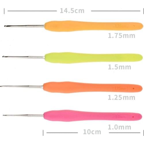 KOKNIT 4 color 4Pcs/set Aluminum + Plastic Handle Crochet Hook Knitting Needles Set with size 1.0mm,1.25mm,1.5mm,1.75mm