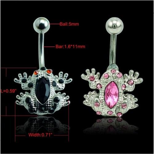 Frog Shaped Surgical Stainless Steel Belly Button Rings Shamballa Crystal Inlaid Navel Belly Button Ring Nice Gift