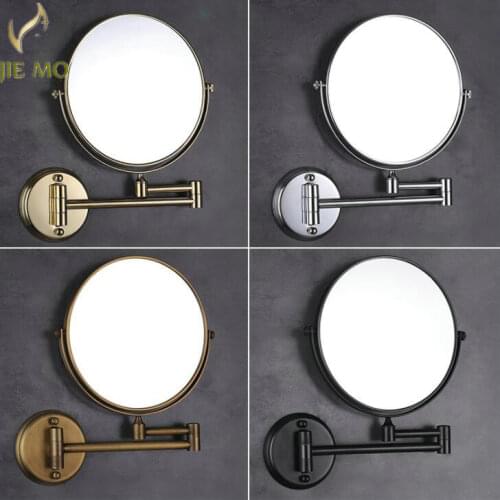 Bathroom cosmetic mirror cosmetic mirror toilet telescopic mirror hd folding rotating mirror double side magnifying wall hanging