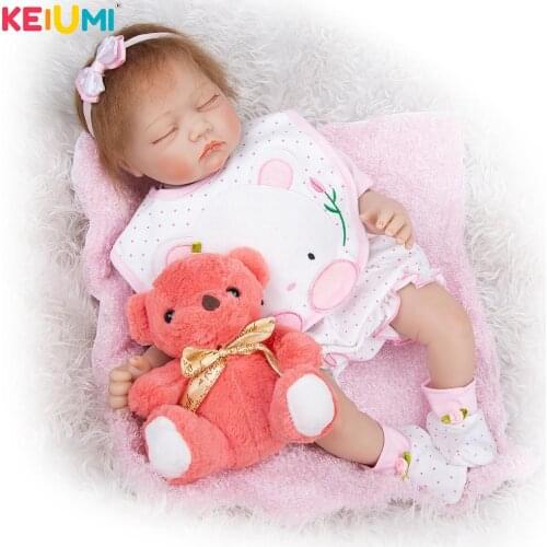 22'' Real Like Sleeping Reborn Baby Dolls 55 cm Soft Silicone Reborn Babies Fashion Alive Kids Playmates For Girl Childrens Day