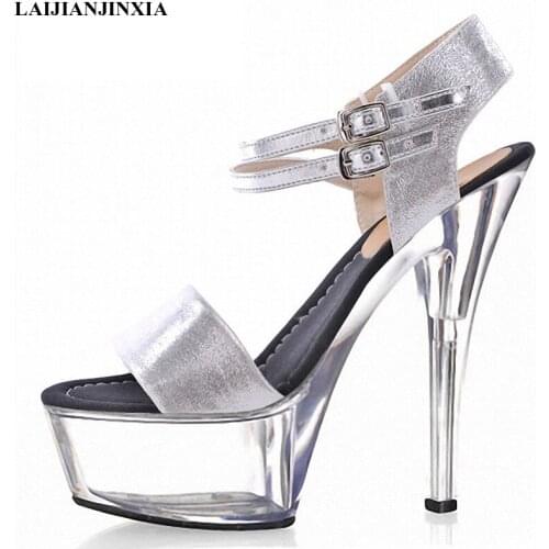 LAIJIANJINXIA New sexy Crystal shoes 15cm high-heeled fashion shoes sandals plus size shoes 6 inch Hand Made High Heel Shoes