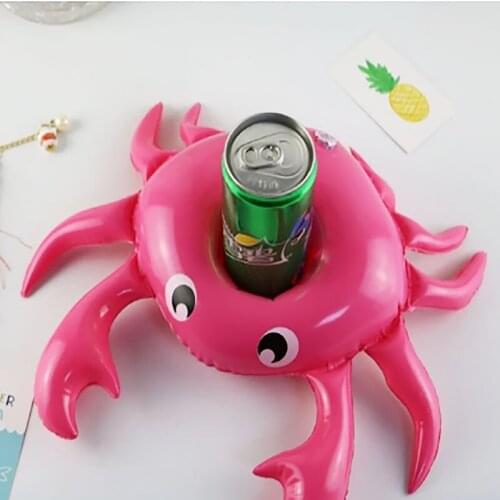 Cartoon Crab Inflatable Drink Beer Holder Pool Party Supply Float Accessories Kids Adults Bath Toys Unicorn Donut Swimming Rings
