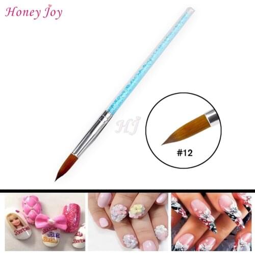 Professional Nail Art Acrylic Sculpture Carving Drawing Paint Brushes Brush Pen Set with Blue Crystal Rhinestones Handle
