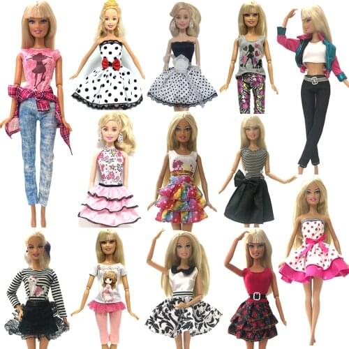 NK 15 Set/Lot Mix Style Newest Doll Dress Beautiful Party Clothes Top Fashion Dress For Barbie Doll Best Girls' Gift Baby Toys