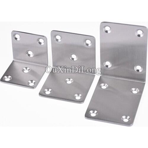 NEW 100PCS Stainless Steel Corner Brackets Furniture Fixing Joining Parts Metal Connector Thickness 2mm Right Angle Brackets
