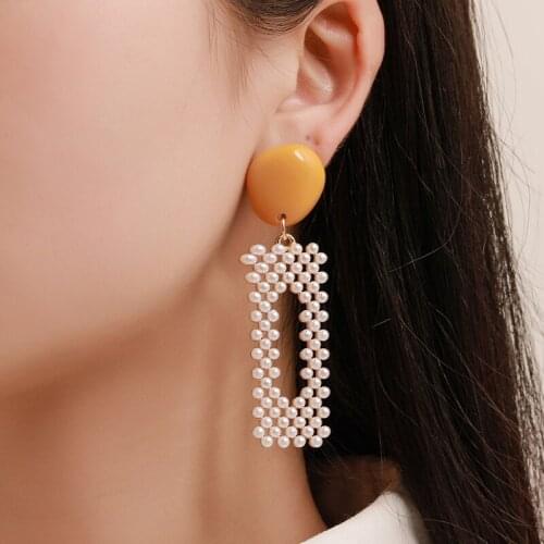 New geometric imitation pearl earrings fashion trend earrings exquisite womens birthday gift earrings