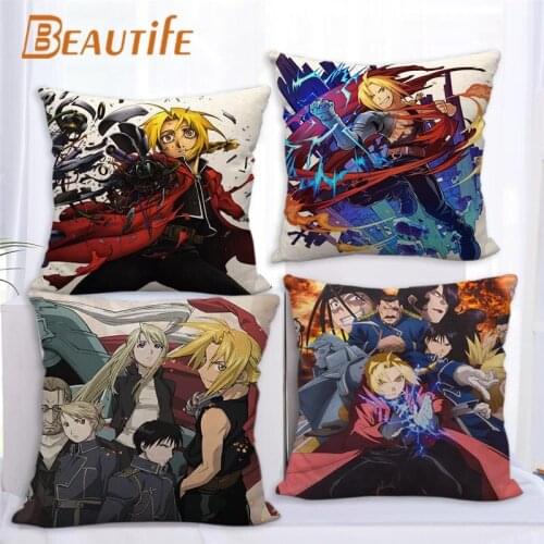 Custom Fullmetal Alchemist Anime Pillowcase 45X45cm Wedding Decorative Eco-Friendly Cotton Linen Fabric Pillow Case
