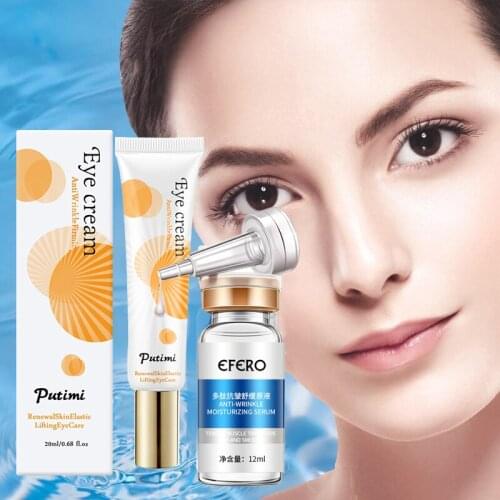 2PCS Hyaluronic Acid Whitening Serum Moisturizing Anti Wrinkle Face Essence Against Puffiness And Bags Fine Lines Eye Cream