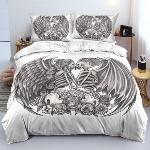 3D Bedclothes Duvet Cover Comforter Covers PillowShips Set Full King Queen Double Size Custom Design Skull White Bedding Sets