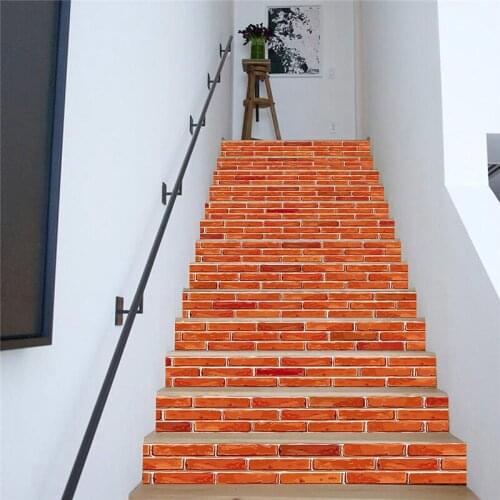 PVC wallpaper red brick wall simple 13 pieces of DIY stair stickers, step stickers wall stickers