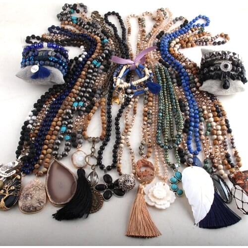 RH Wholesale Fashion Boho Jewelry 20pc Mix Color Necklace Bracelet Set Women Bohemian necklaces Gift