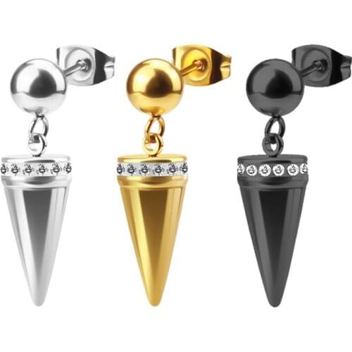 1Pair GothAcrylic Gold Earrings Round Ear Tapers Zirconia Jewelry 2021 Womens Stud Earring Modern Man Jewelry Zircon Earrings