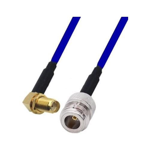 Blue Soft RG142 Double Shielded SMA Female Right Angle To N Female Connector RF Coaxial WIFI Antenna Coax Low Loss Cable 50ohm