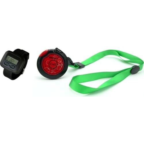 SINGCALL Family Calling System, Welfare Center,Emergency Call Button for Elderly, 1 Table Button and 1pc Wrist Watch Receiver