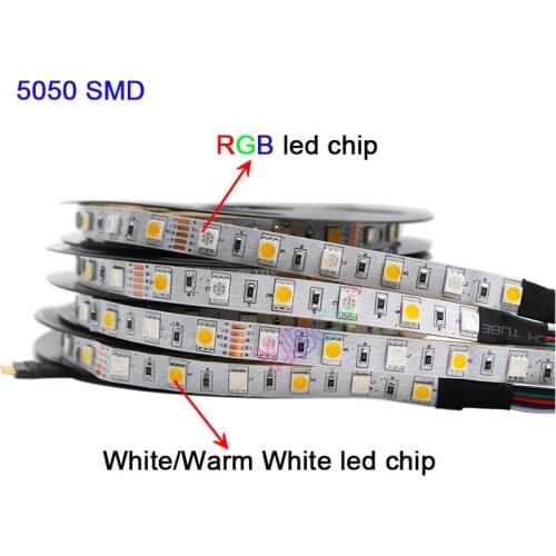 SMD 5050 Flexible led lamp tape 5m DC12V 24V RGBW RGBWW RGB+CCT LED Strip light,RGB +( White/Warm White)