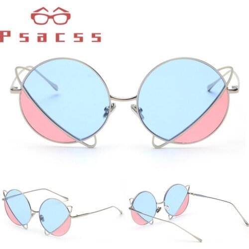 Psacss Round Fashion Sunglasses Women Men High Quality Metal Frame Brand Designer Sun Glasses For Driving Fishing Shades UV400