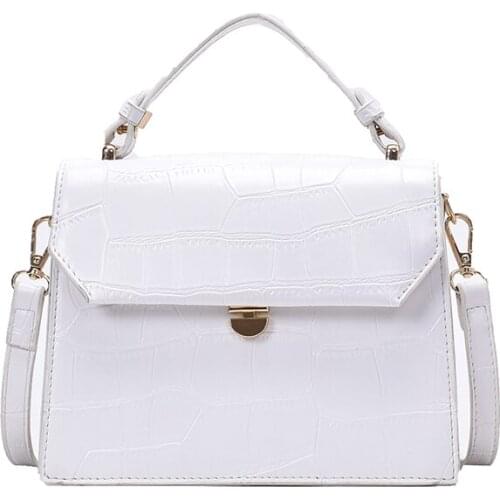 2020 Summer Simple Shoulder Handbags Travel Stone Pattern Small Pu Leather Crossbody Bags with Short Handles for Women