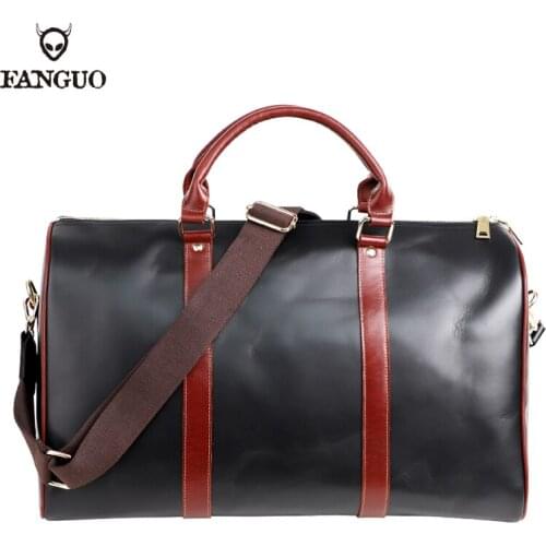 Vintage Travel Bag Genuine Leather Luggage Bag For Men Women Large Capacity Portable Lightweight Travel Fitness Bag