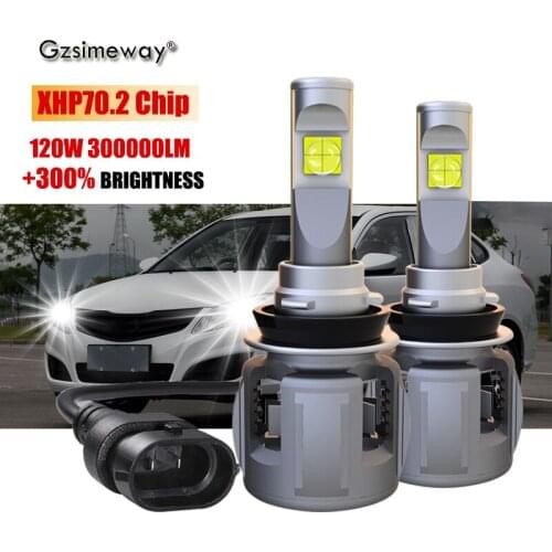 2PCS H1 H7 LED Bulb H11 9005 HB3 9006 HB4 9012 D1S D2S Canbus Car Headlight XHP70.2 Chip 120W 30000LM Turbo Auto Fog Lights 12V
