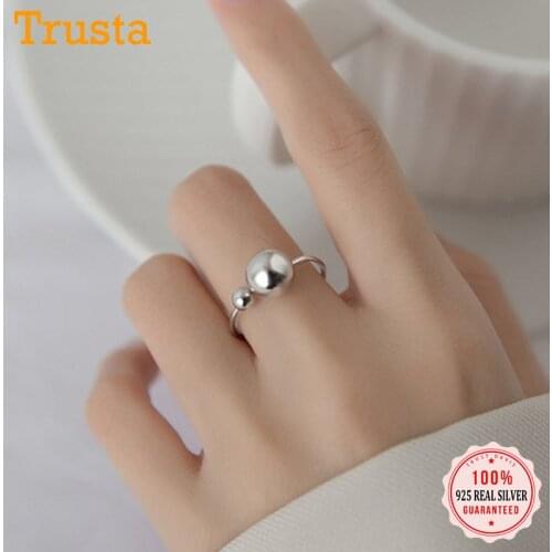 Trustdavis Real 925 Sterling Silver Fashion Sweet Big Small Ball Opening Ring For Women Wedding Christmas Gift Jewelry DB1348