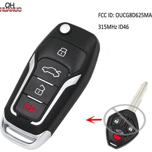 Upgraded Flip Remote Car Key Fob 4B 315MHz ID46 for Mitsubishi Eclipse Galant 2007-2012 FCC ID:OUCG8D625MA