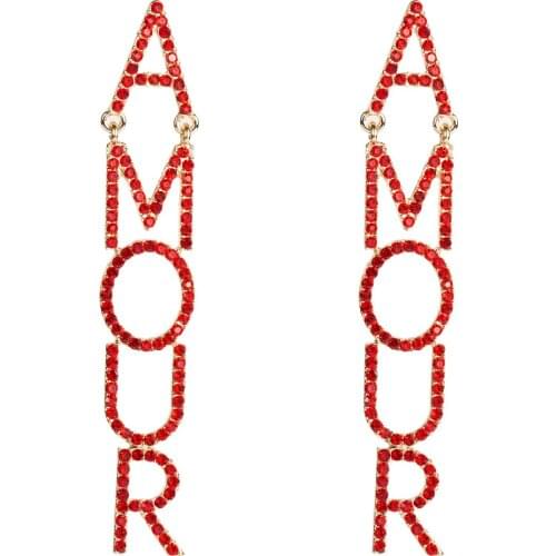 Colorful rhinestone crystal letter dangle earrings statement earrings Big drop earrings bijoux Jewelry Accessories