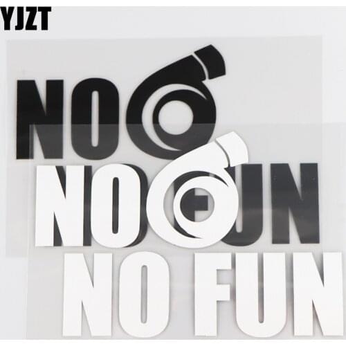 YJZT 14.5×9.7CM NO TURBO NO FUN Car Sticker Vinyl Decal Creative Word Decoration Black/Silver 4C-0451