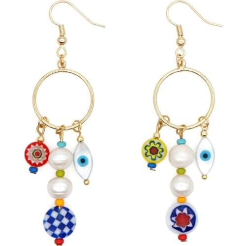 Go2boho Earring Women Evil Eye Earrings Dangle Fashion Jewelry Danglers Aretes Freshwater Pearl Bijoux Femme Drop 2020 New Boho
